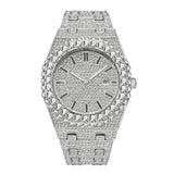 18K Gold-Plated Iced-Out Waterproof Men's Watch