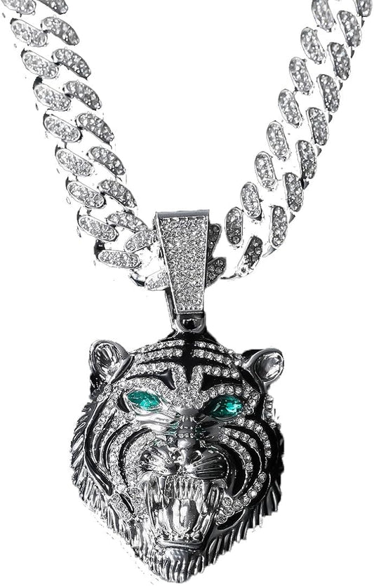Roaring Tiger Rhinestone Necklace