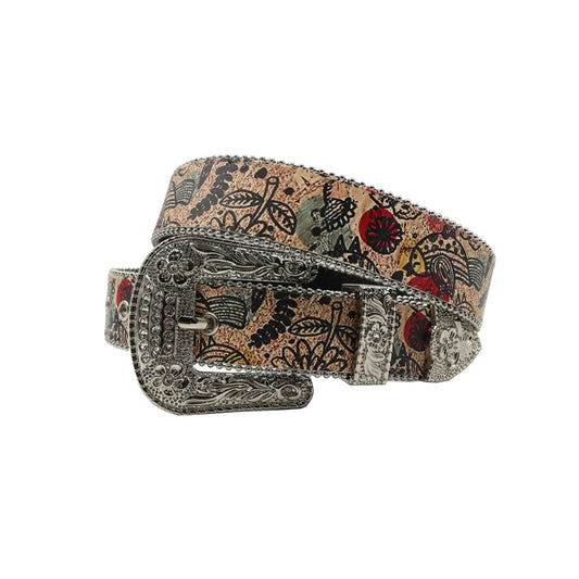 Wide Buckle Stylish Strap With Silver Studdent Rhinestone Belt