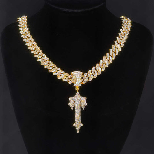 Funky Cross Pendent Rhinestone Necklace