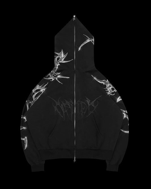 Crash Rhinestone Zip Hoodie