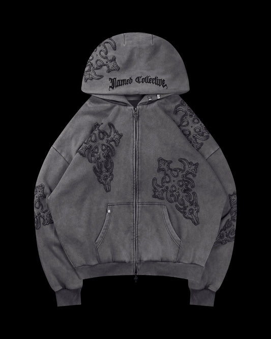 Vintage Sinner Studded Zip Hoodie