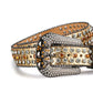 Skull Buckle Gold Strap With Gold & Crystal Studded Rhinestone Belt