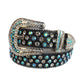 Aqua And Diamond Rhinestone Belt With Black Glitter strap