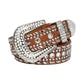 Diamond Rhinestone Belt With Brown Strap