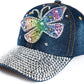 Multi Color Butterfly Rhinestone Cap