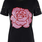Flower Print Rhinestone Shirt