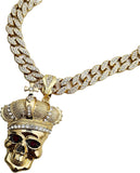 Skull with Crown Rhinestone Necklace