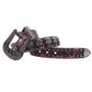 Skull Buckle Black Strap With Pink Crystal Studded Rhinestone Belt