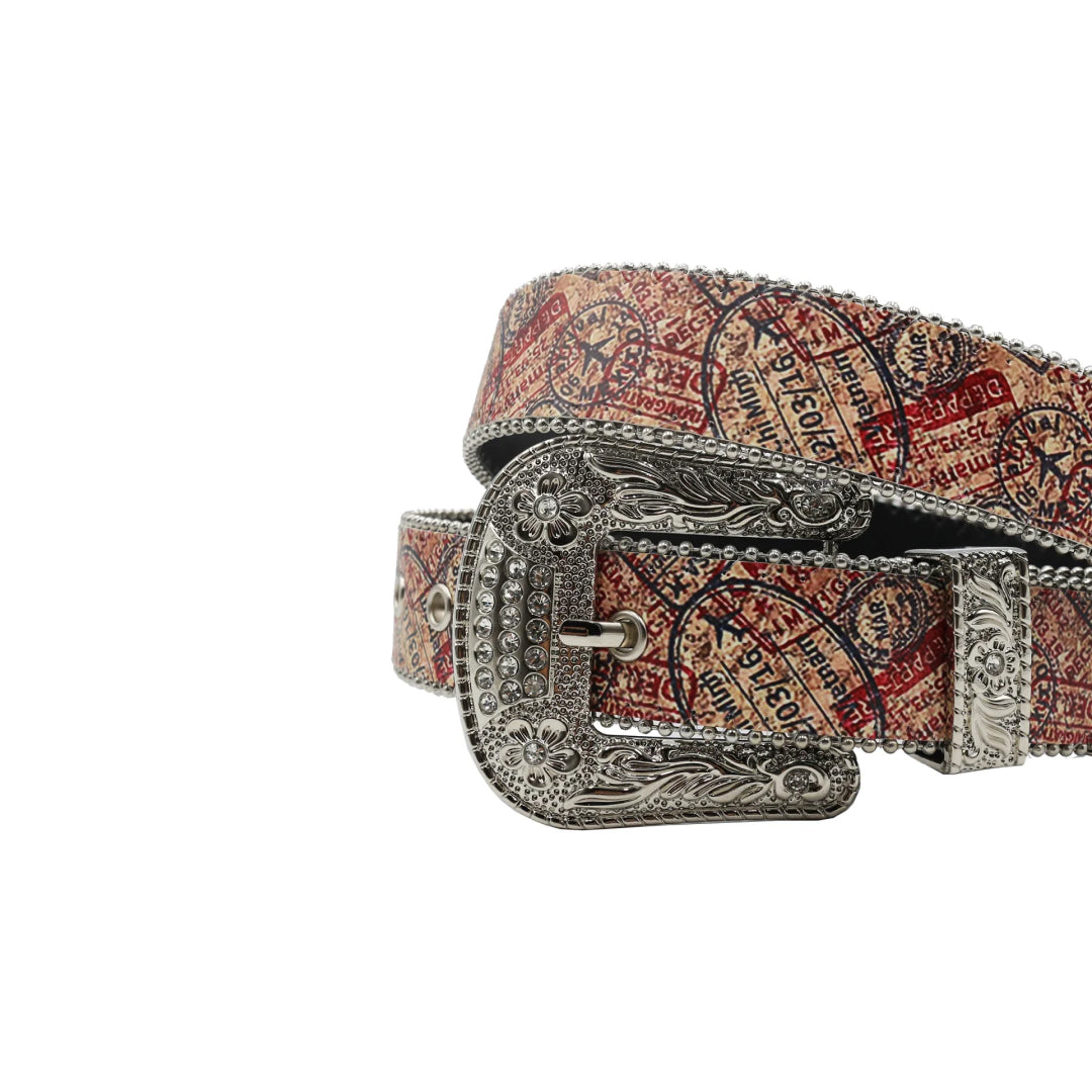 Silver Buckle Unique Strap With Silver Studdent Rhinestone Belt