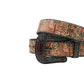 Black Buckle Leave Strap With Red Studded Rhinestone Belt