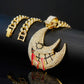 Miami Red Enamel Ramadan Moon Rhinestone Necklace