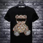 Teddy Bear Print Rhinestone Shirt