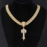 Funky Cross Pendent Rhinestone Necklace