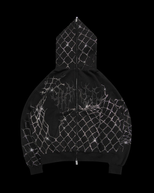 Ghost Rhinestone Zip Hoodie